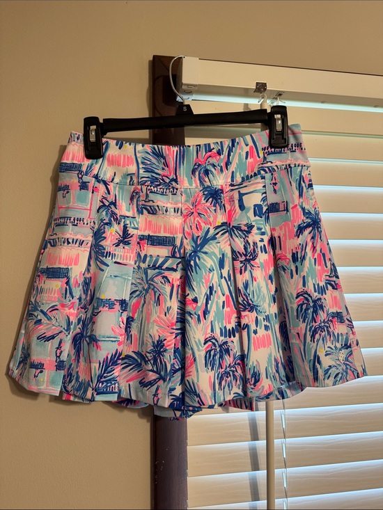 Lilly Pulitzer Pants - Tropical Palm Print Pleated Skirt - Pink, Blue, White